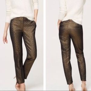 LOFT Metallic Jacquard Slim Ankle Pant Holiday 4